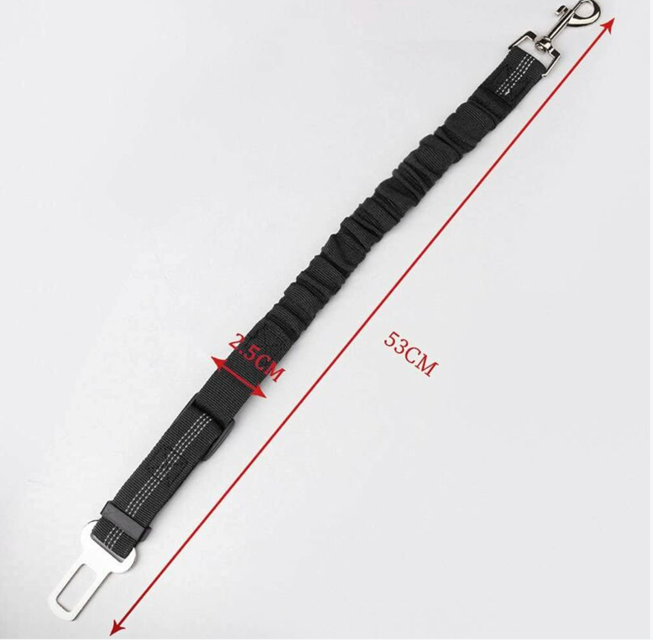 Flexible Pet Seatbelt With Shock Absorption And Carabiner