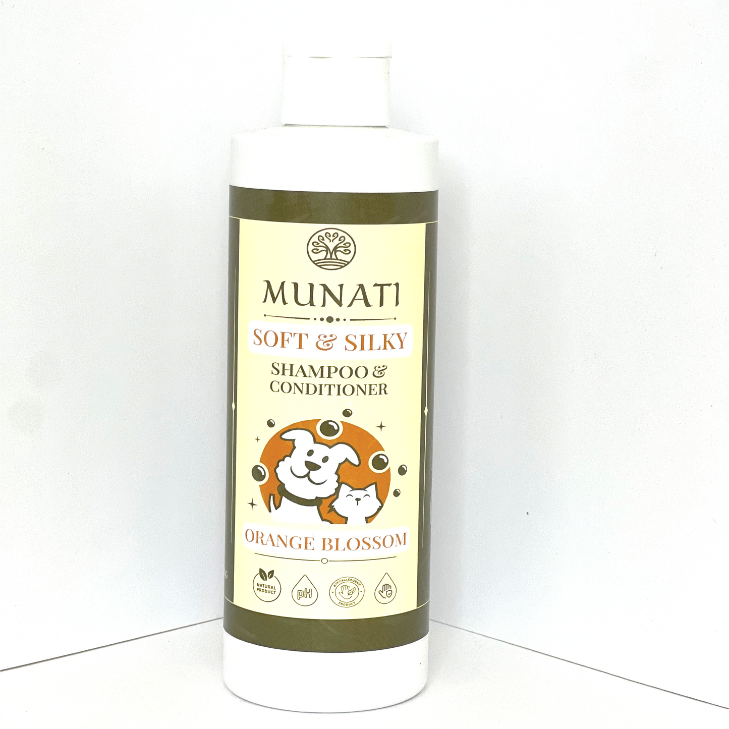Natural Herbal Orange Blossom 'Soft and Silky' Shampoo and Conditioner For Pets, Munati, 200ml