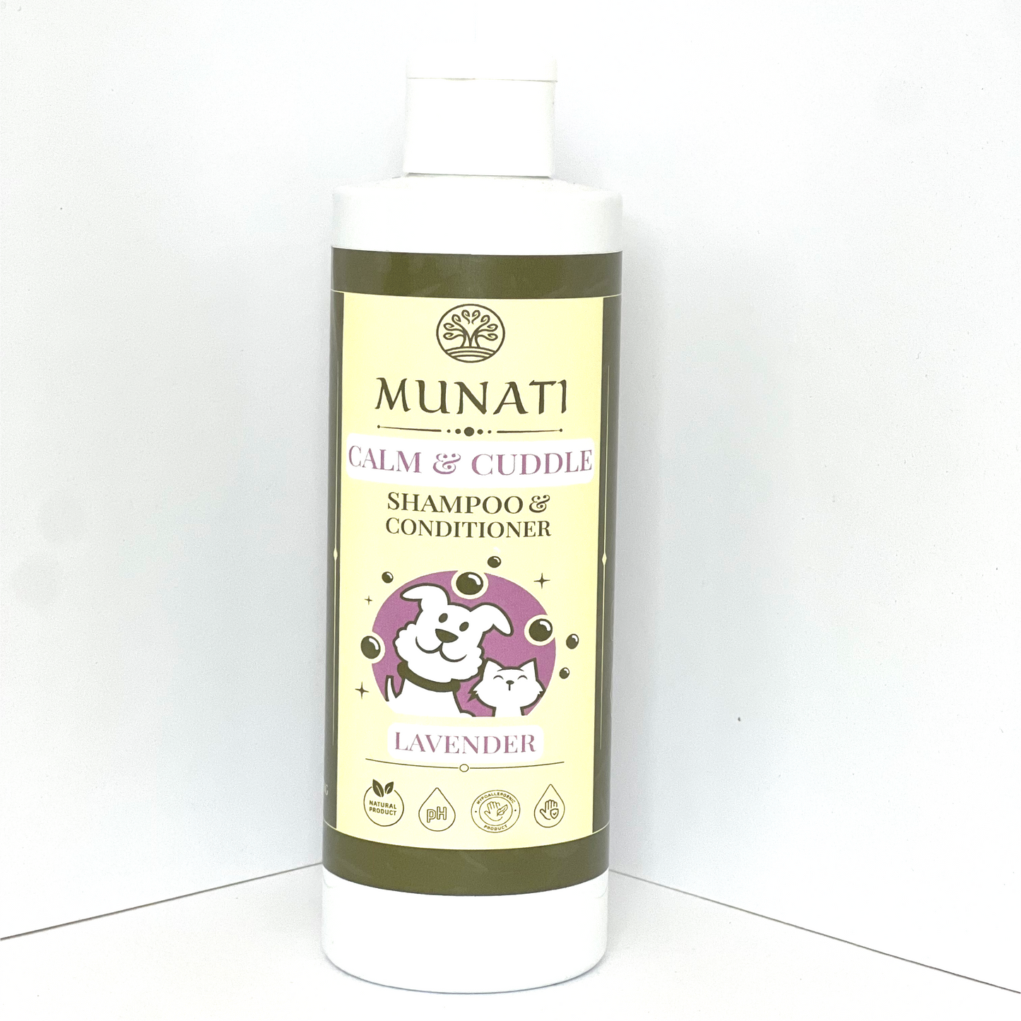 Natural Herbal Lavender 'Calm and Cuddle' Shampoo and Conditioner For Pets, Munati, 200ml