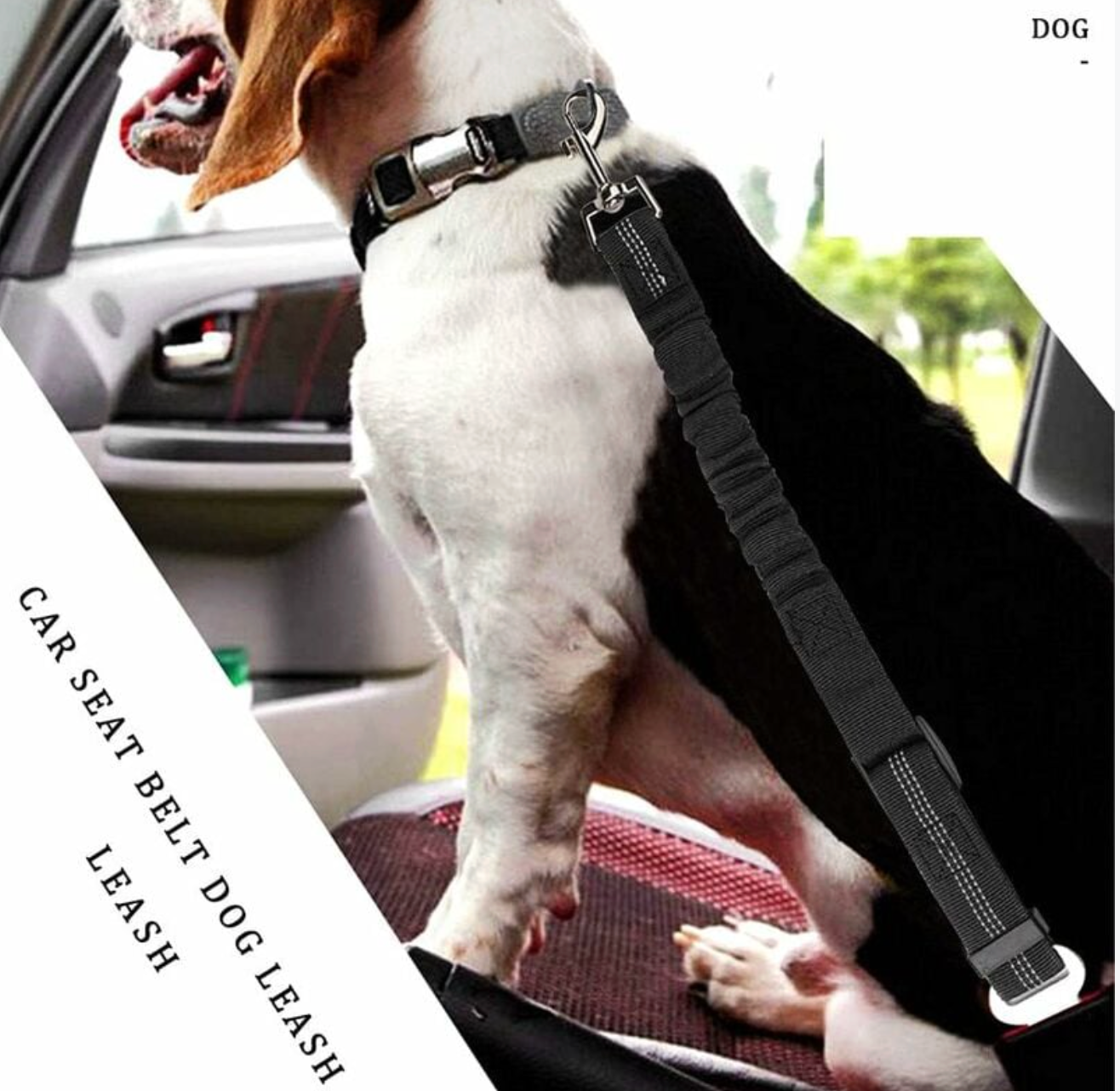 Flexible Pet Seatbelt With Shock Absorption And Carabiner