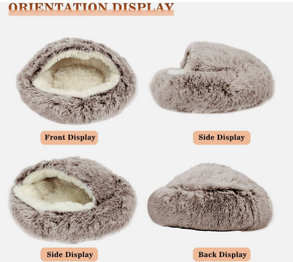 Pet Plush Cave Bed 2-In-1