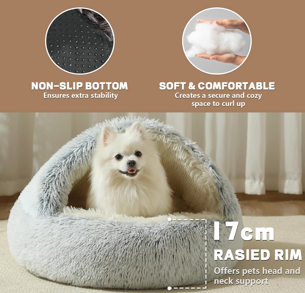 Pet Plush Cave Bed 2-In-1