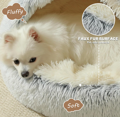 Pet Plush Cave Bed 2-In-1