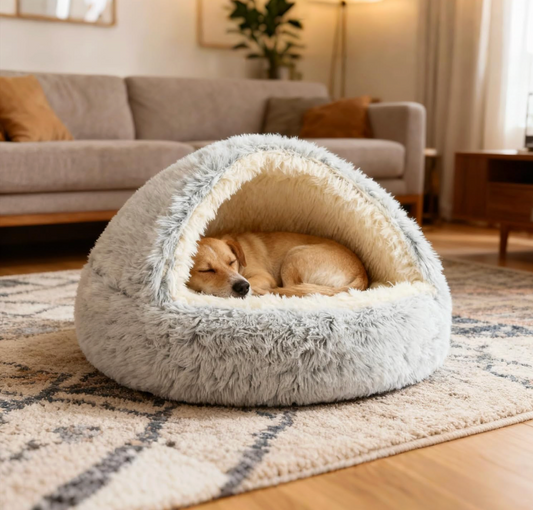 Pet Plush Cave Bed 2-In-1
