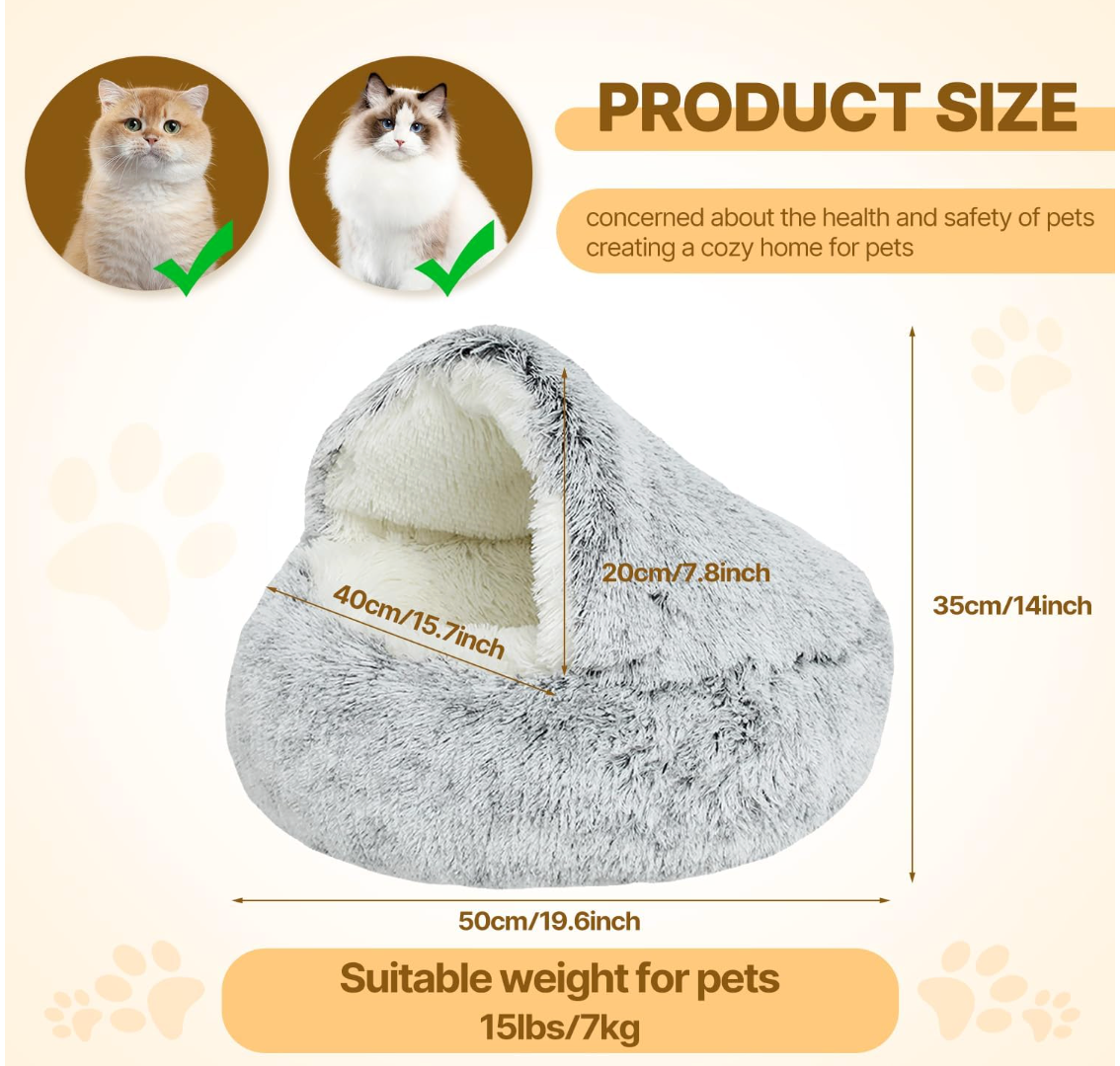 Pet Plush Cave Bed 2-In-1